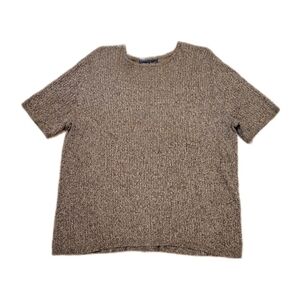 Laura Scott Womens Sweater Top 2022W Brown‎ Textured Knit Short Sleeve